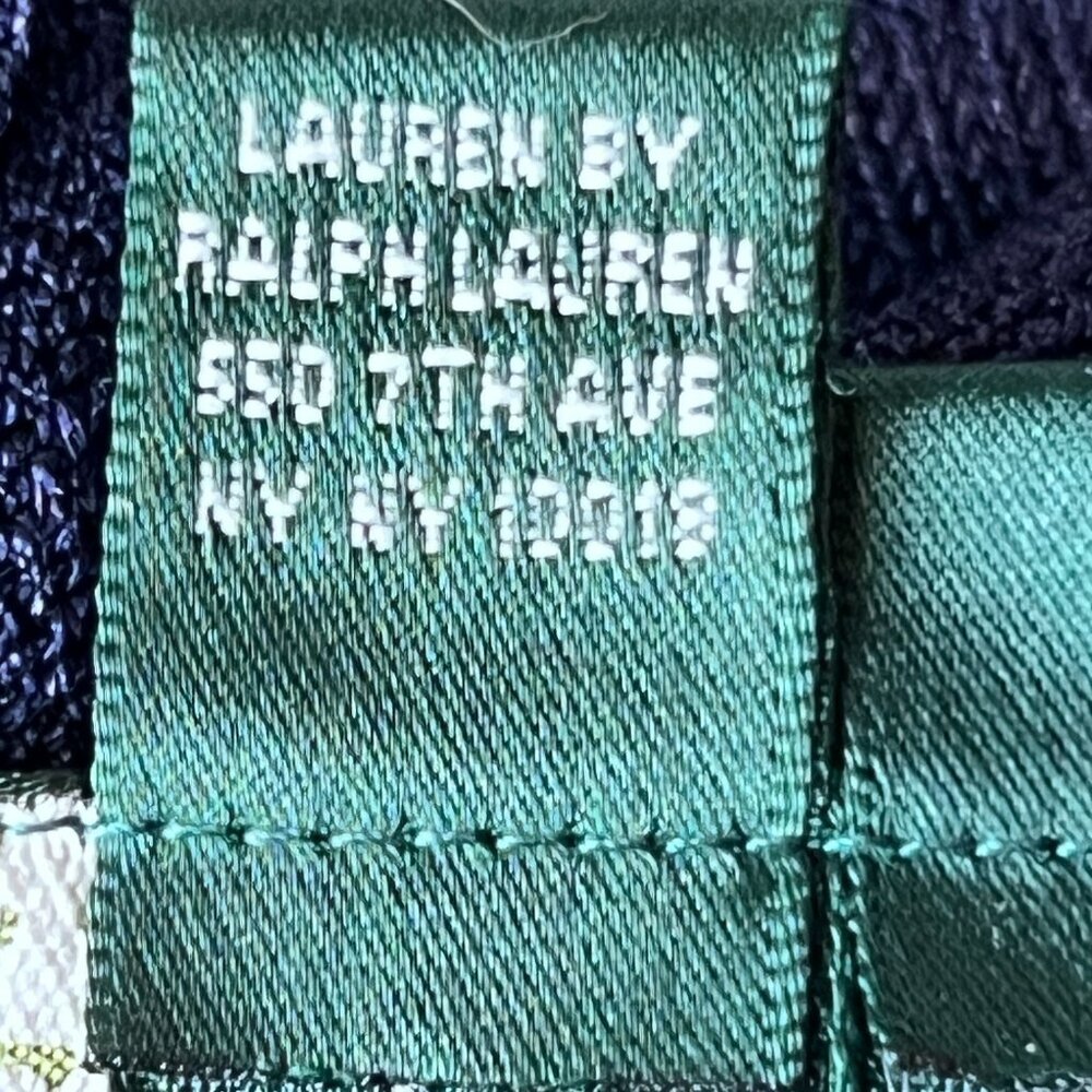 Ralph Lauren Womens Large Navy Ruffle V-Neck 100% Silk Preppy Classic Tank Top - Picture 5 of 11
